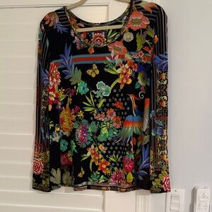 Johnny Was Vibrant Floral Long Sleeve Top